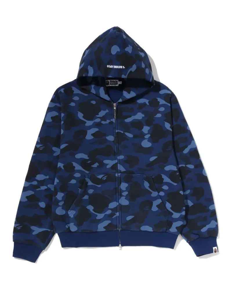 BAPE color-camo heavy-washed cropped-fit zip hoodie - Blau Blau