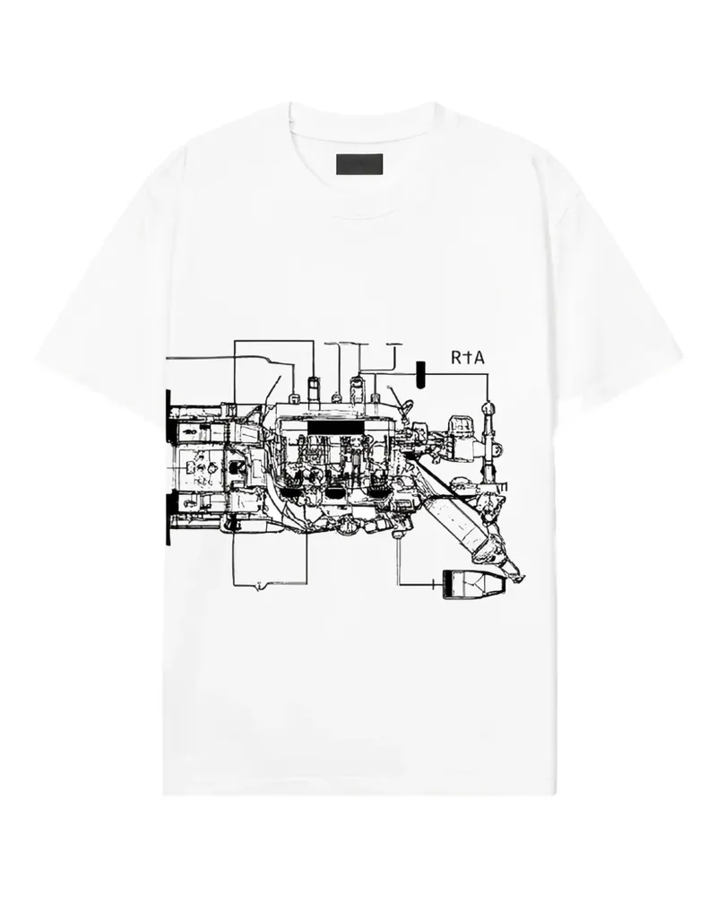 RTA Diagram Moto T-Shirt mit grafischem Print - Weiß Weiß