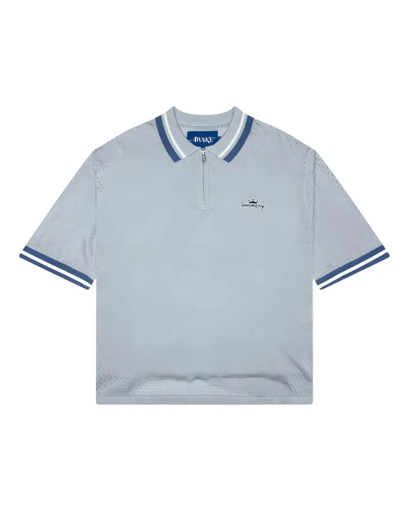 AWAKE NY Mesh-Poloshirt mit Reißverschluss - Blau Blau