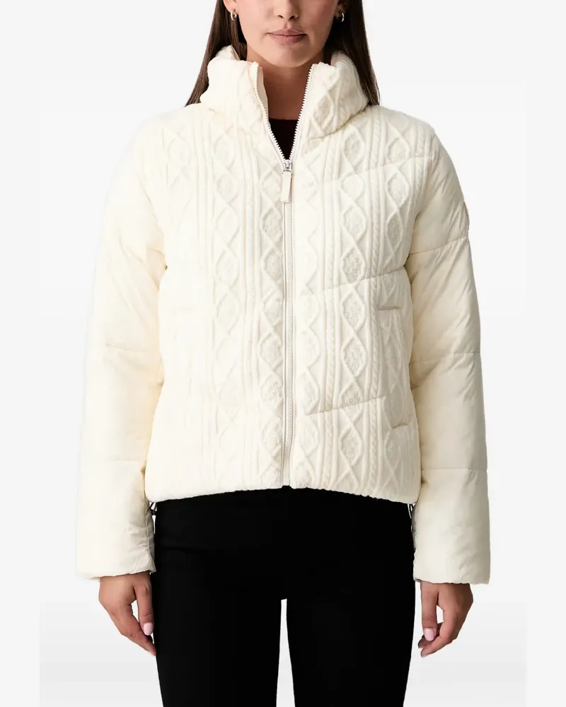 DKNY cable-knit panelled puffer jacket - Nude Nude