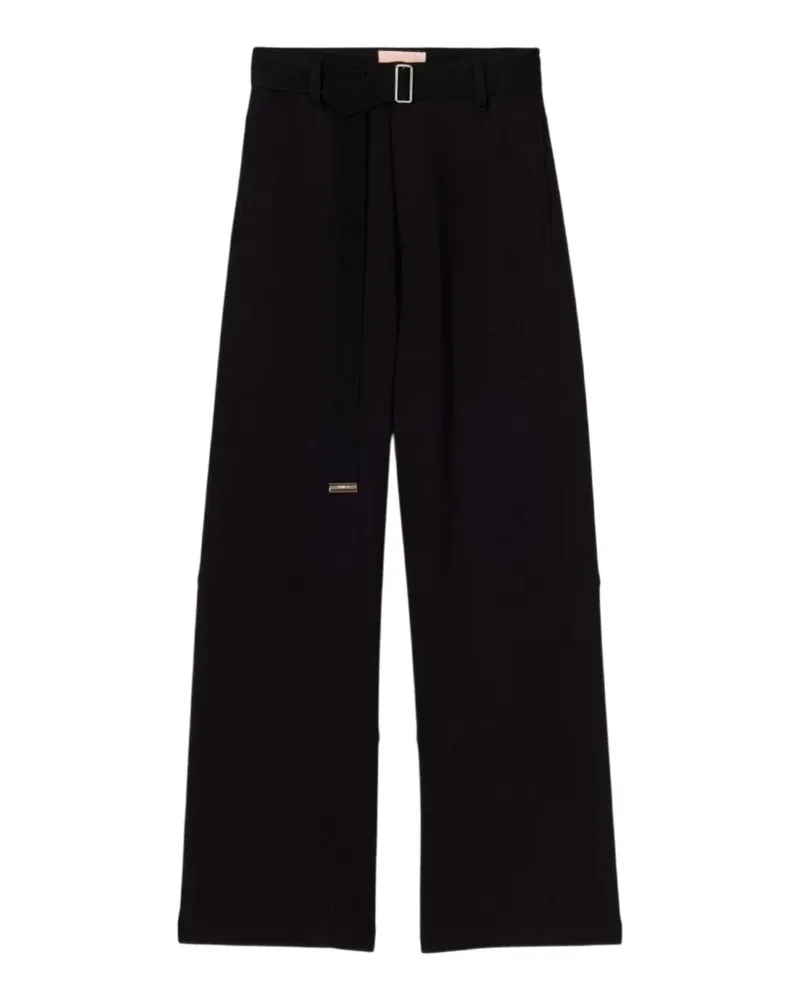 PLAN C belted wide-leg trousers - Schwarz Schwarz