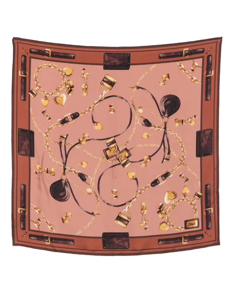 Chloé Schal mit Ketten-Print - 2ZA - Multicolor Brown 1 2za