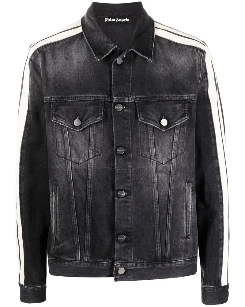 Palm Angels Jeansjacke mit Streifen - Schwarz Schwarz