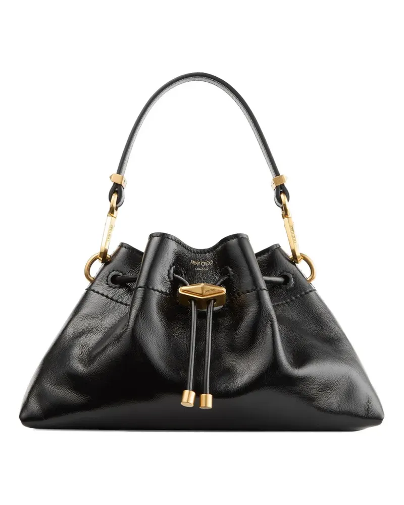 Jimmy Choo Kleine Cinch Schultertasche mit Kordelzug - Schwarz Schwarz