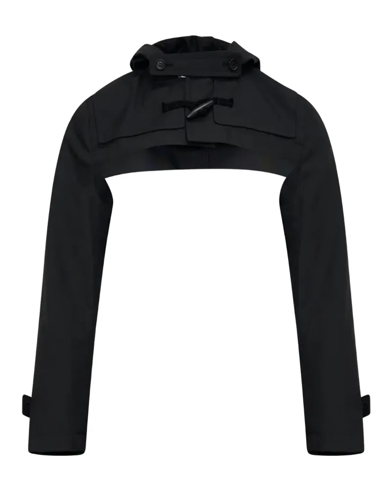 Comme des Garçons Cropped-Kapuzenjacke mit Knebelverschluss - Schwarz Schwarz