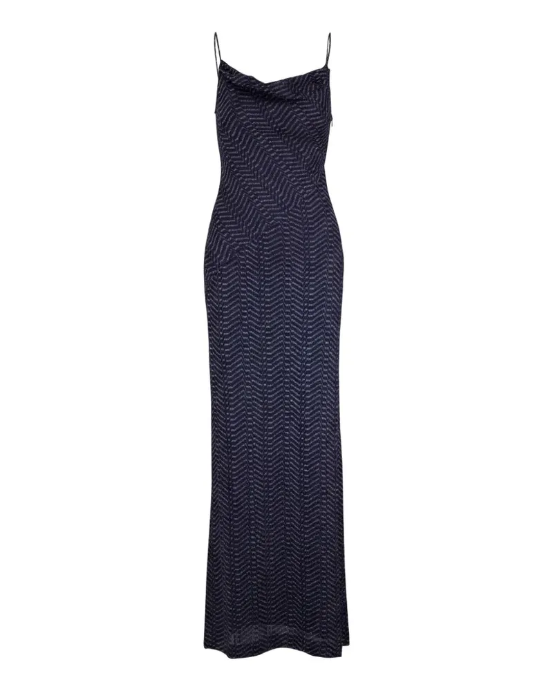 Missoni long viscose lamé dress with hood - Blau Blau