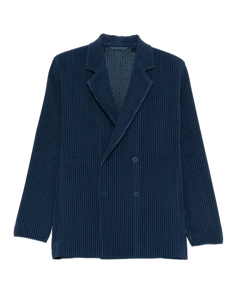 Issey Miyake DOppelreihiges Sakko mit Falten - Blau Blau