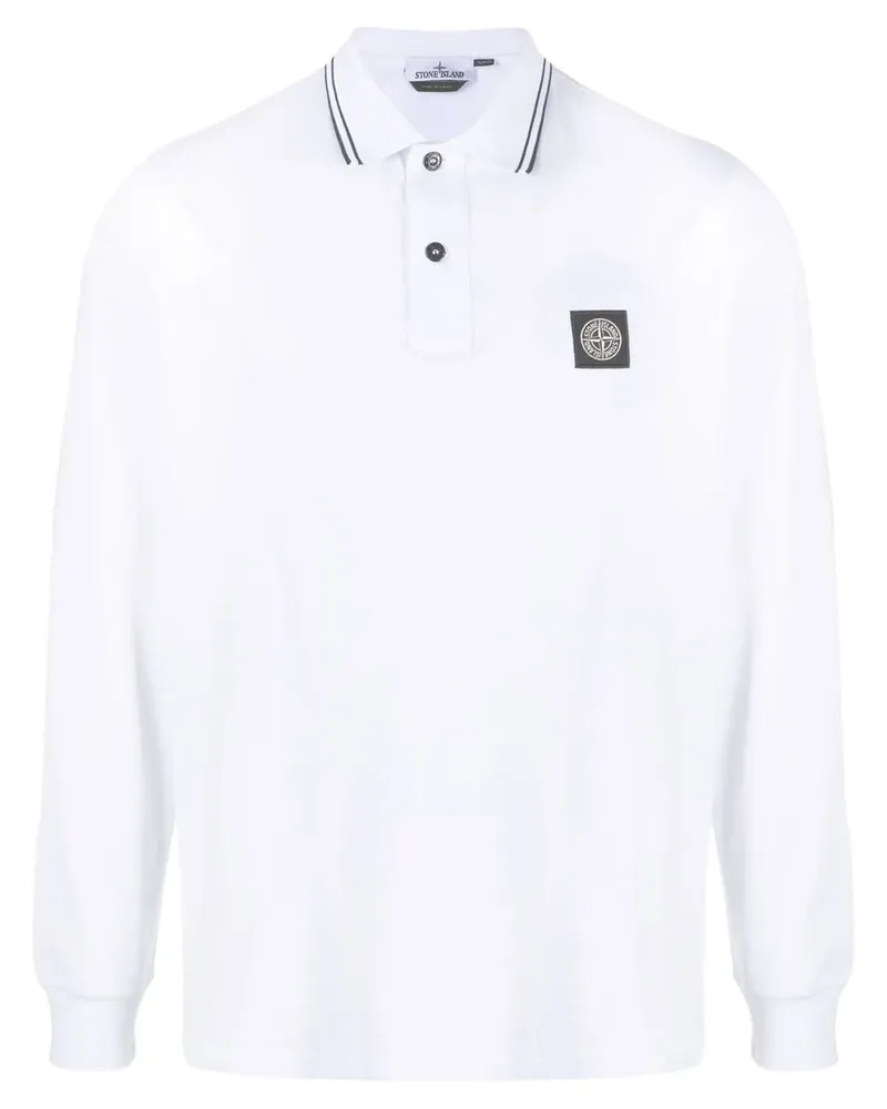 Stone Island Poloshirt mit Kompass Weiß