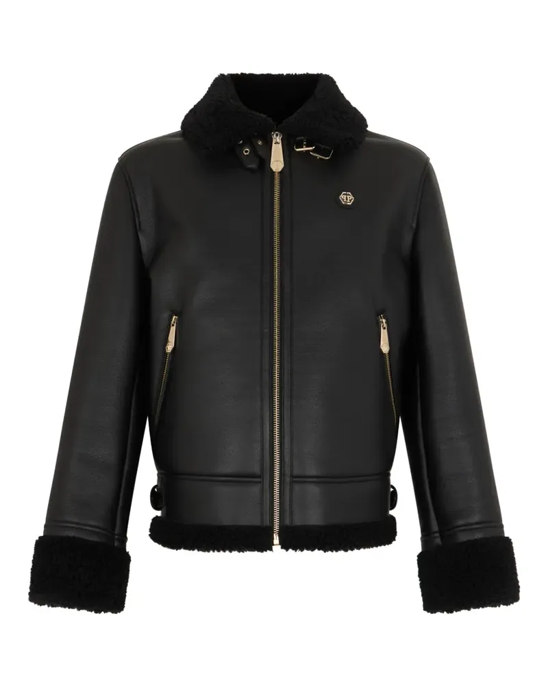 Philipp Plein Jacke aus Faux Shearling - Schwarz Schwarz