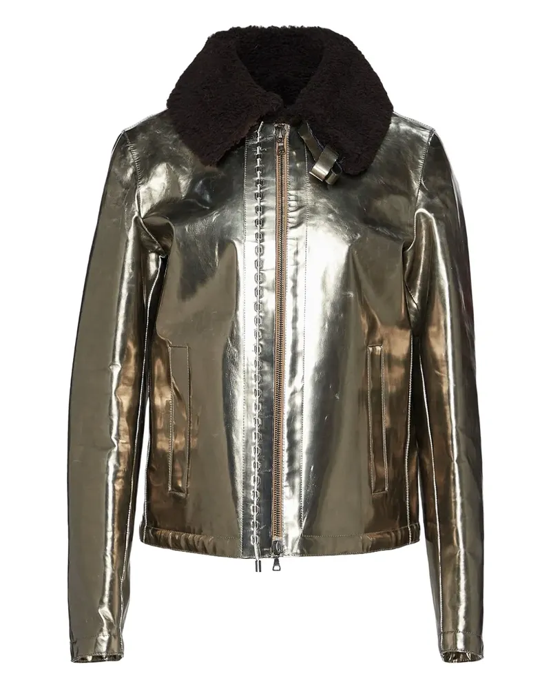 Jil Sander Jacke im Metallic-Look mit Shearling-Kragen - Gold Gold