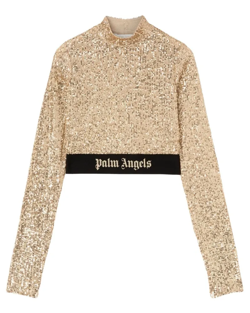Palm Angels Langarmshirt mit Pailletten - Gold Gold