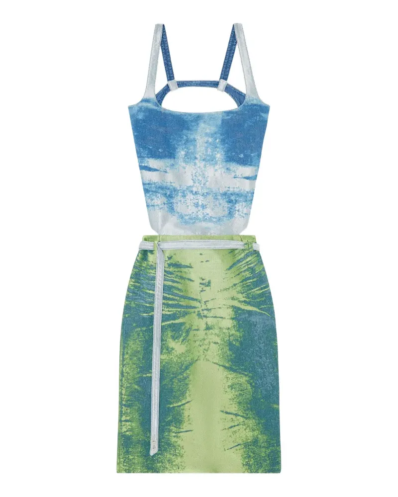 Diesel Rückenfreies Kleid aus farbigem Satin-Denim - Grün Grün