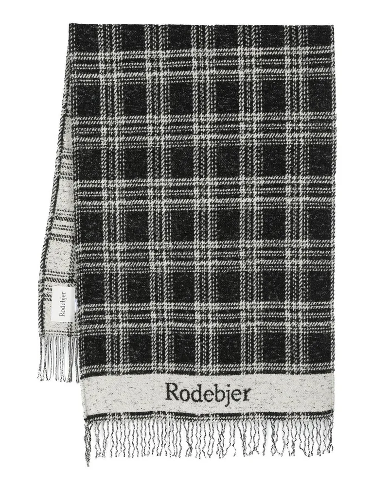 Rodebjer Karierter Schal mit Fransen - Schwarz Schwarz