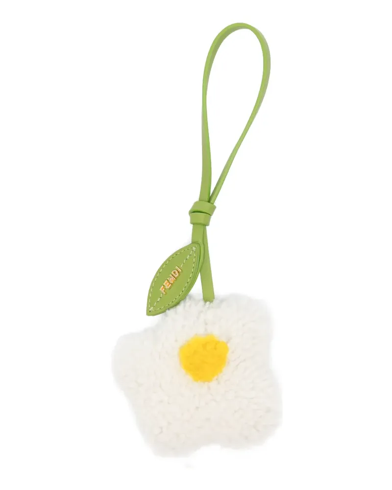 Fendi Sunny Side Flowers shearling charm - Weiß Weiß