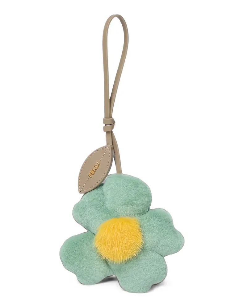 Fendi Sunny Side Flowers Shearling-Anhänger - Weiß Weiß