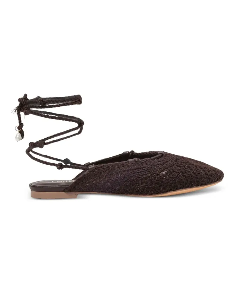Twin-Set crochet-deisgn lace-up flat mules - Braun Braun