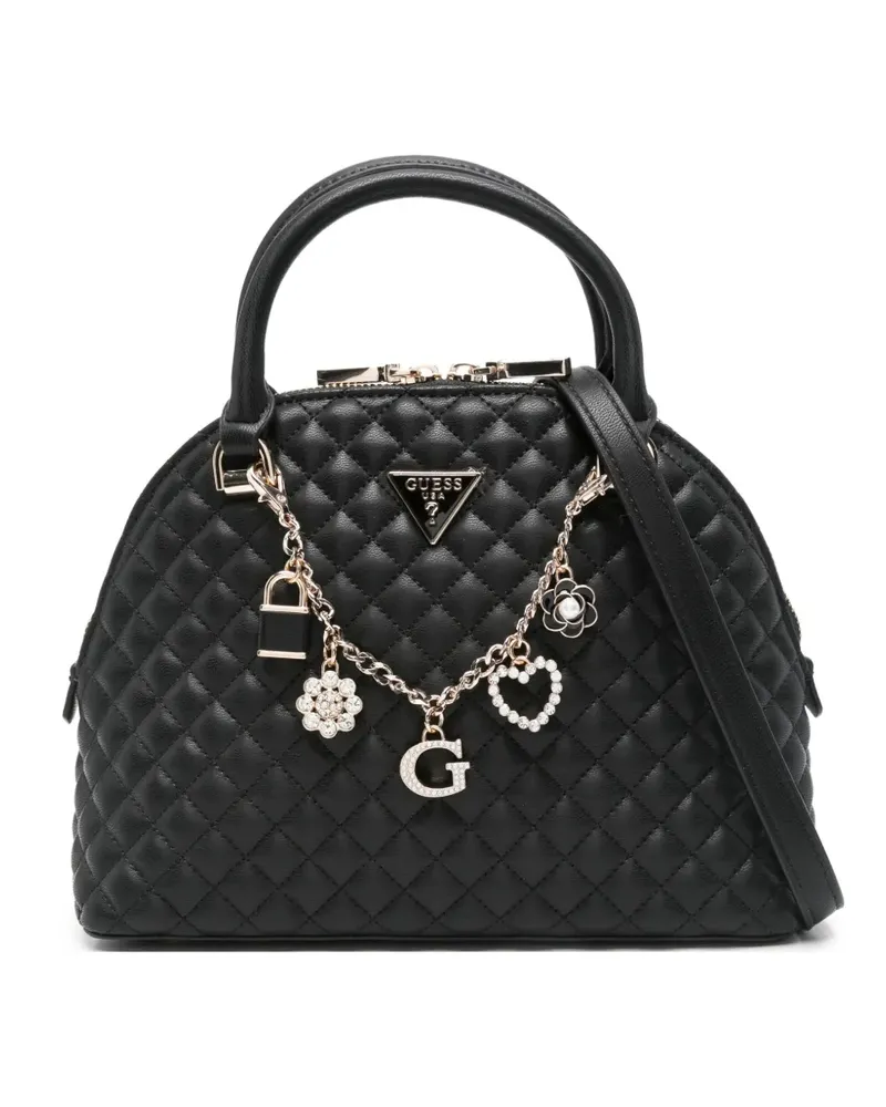 Guess Gesteppter Tote Bag mit Anhänger - Schwarz Schwarz