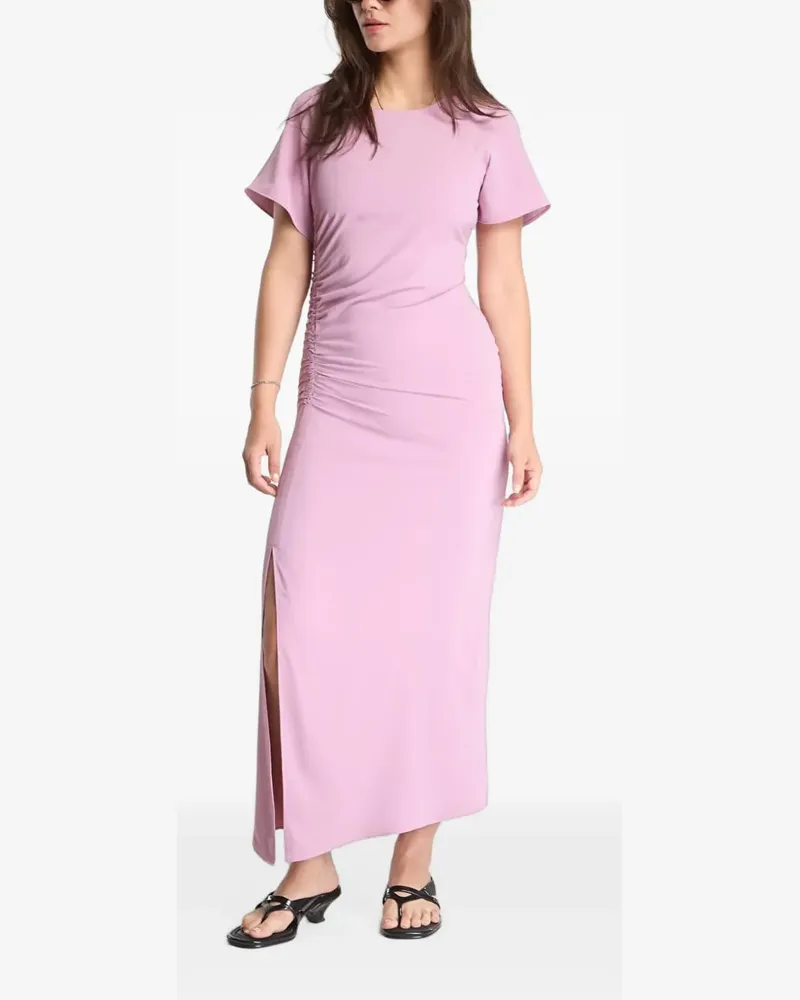 Samsøe & Samsøe Gerafftes Saalbero Maxikleid mit Seitenschlitz - Violett Violett
