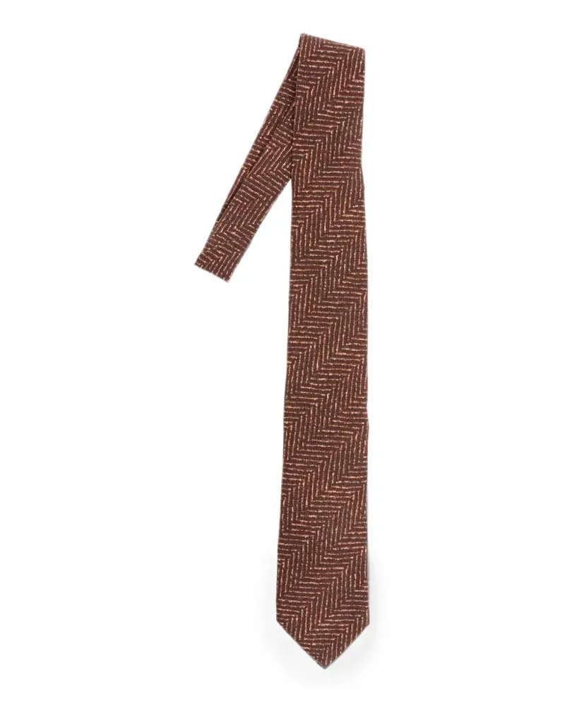 Corneliani herringbone-pattern silk tie - Braun Braun