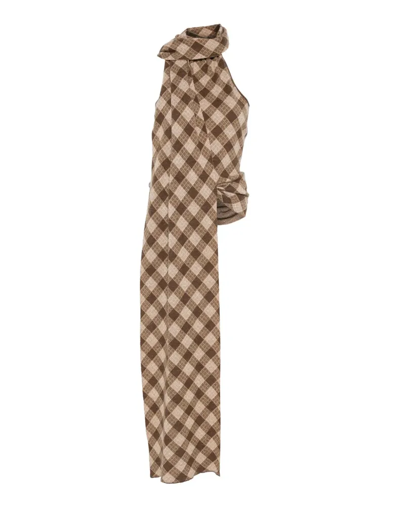 Aya Muse Karierte Neckholder-Bluse - Braun Braun