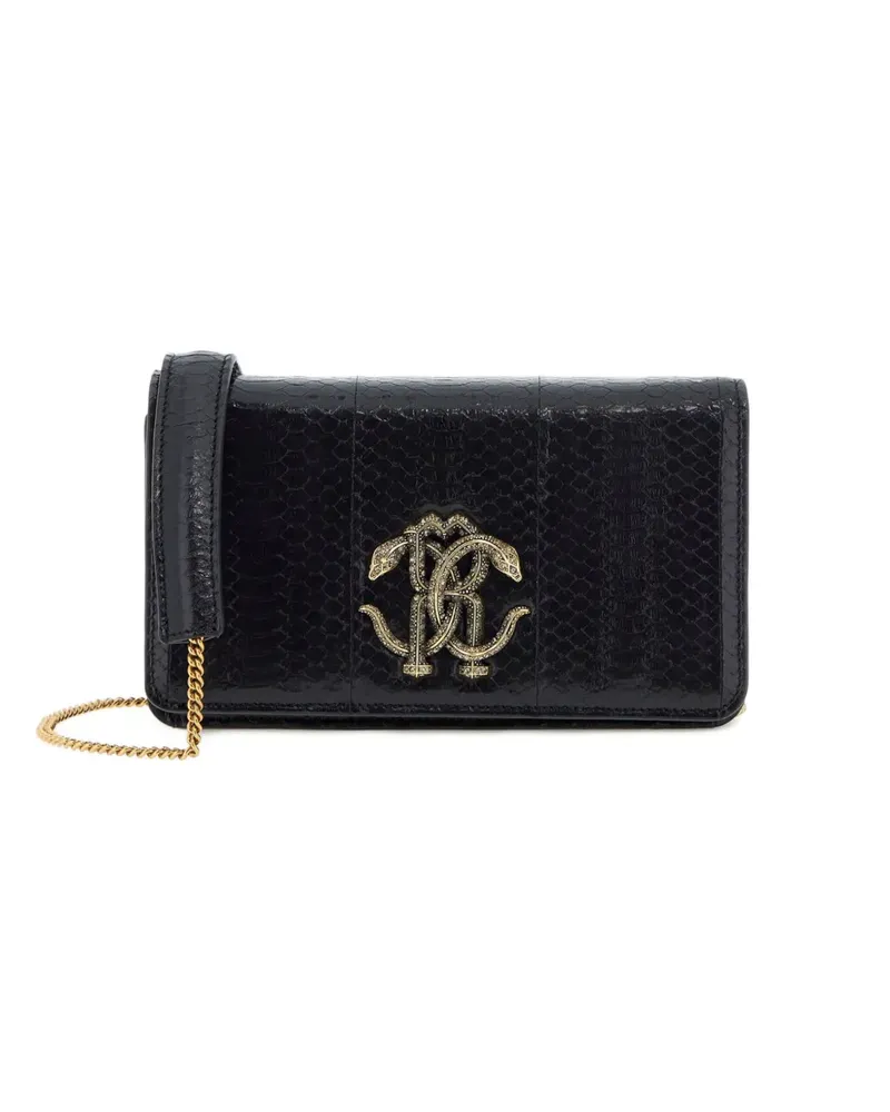 Roberto Cavalli Umhängetasche mit Mirror Snake-Schild - Schwarz Schwarz