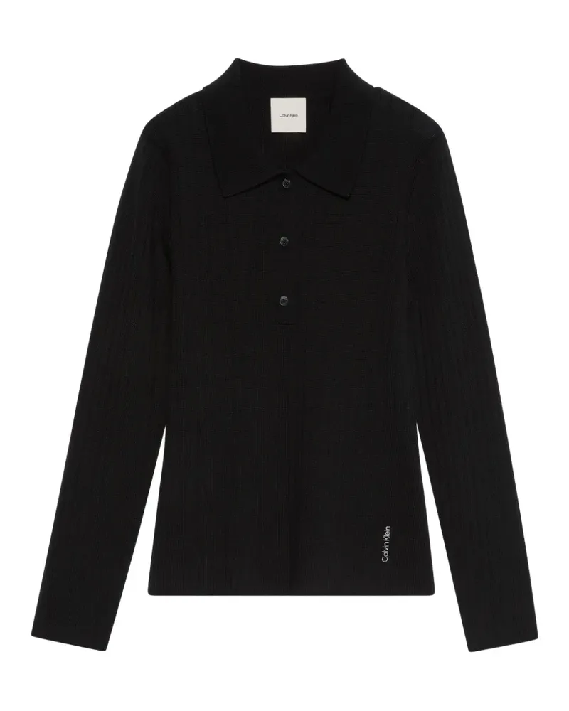 Calvin Klein Gerippter Pullover - Schwarz Schwarz