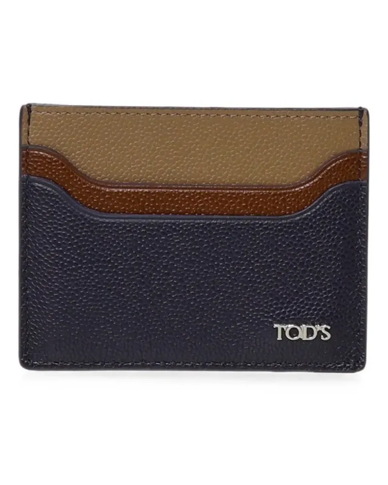 TOD'S logo-plaque pebbled-leather cardholder - Blau Blau