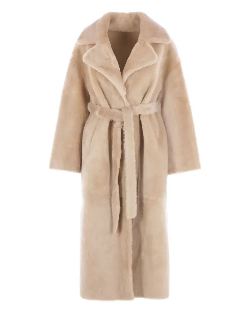 Arma Mantel aus Shearling mit Gürtel - Nude Nude