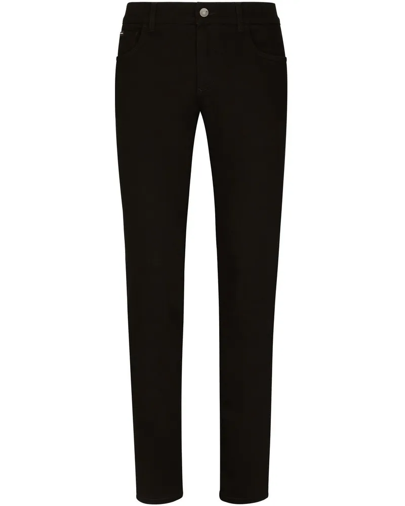 Dolce & Gabbana Skinny-Jeans mit Logo-Applikation - Schwarz Schwarz