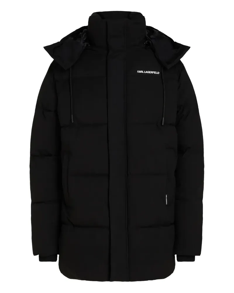 Karl Lagerfeld Wattierter Mantel mit Logo-Print - Schwarz Schwarz