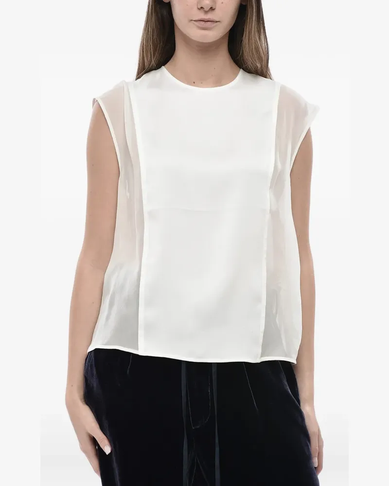 Genny satin-chiffon top - Weiß Weiß