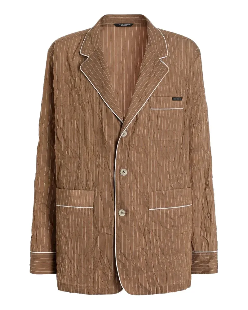 Dolce & Gabbana Gestreiftes Lounge-Hemd in Knitteroptik - Braun Braun