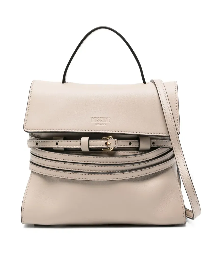 Moschino Kleine Tie Me Tasche mit Klappenschnalle - Grau Grau
