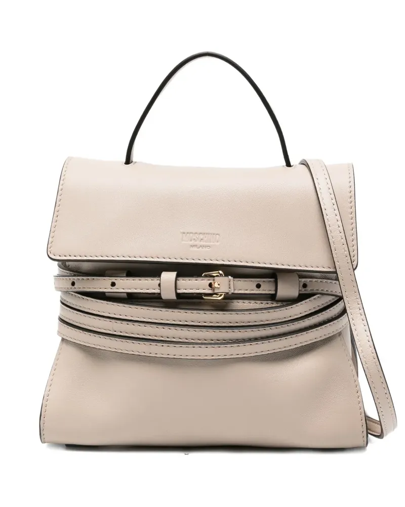 Moschino Kleine Tie Me Tasche mit Klappenschnalle - Grau Grau