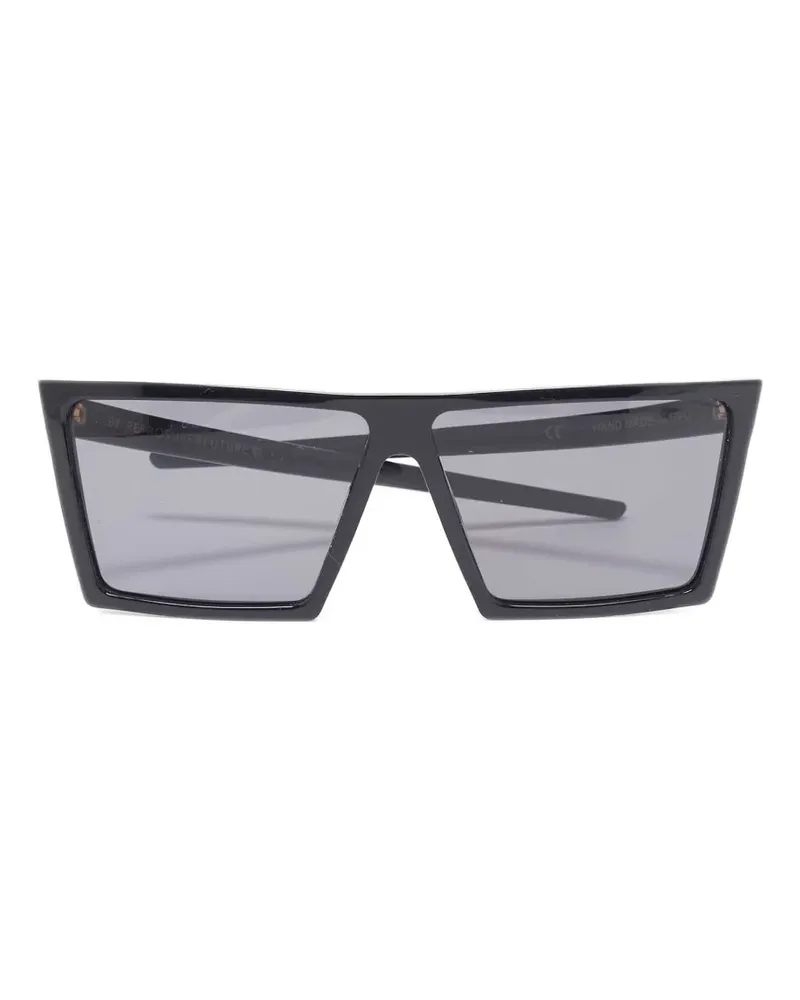 RETROSUPERFUTURE Eckige Sonnenbrille mit geometrischem Gestell - Schwarz Schwarz