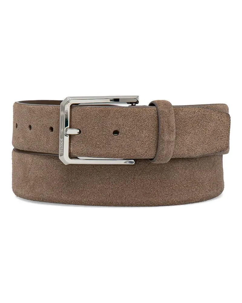 HUGO BOSS Gürtel aus Wildleder mit silberfarbener Schnalle - Braun Braun