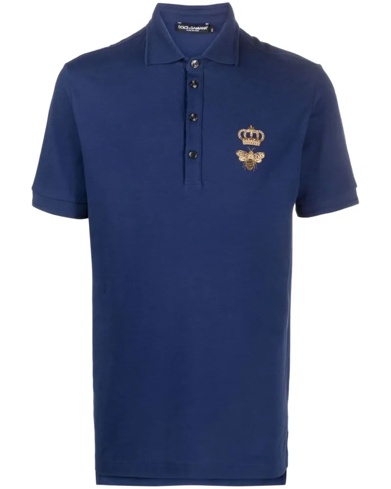 Dolce & Gabbana Poloshirt mit aufgesticktem Emblem - Blau Blau