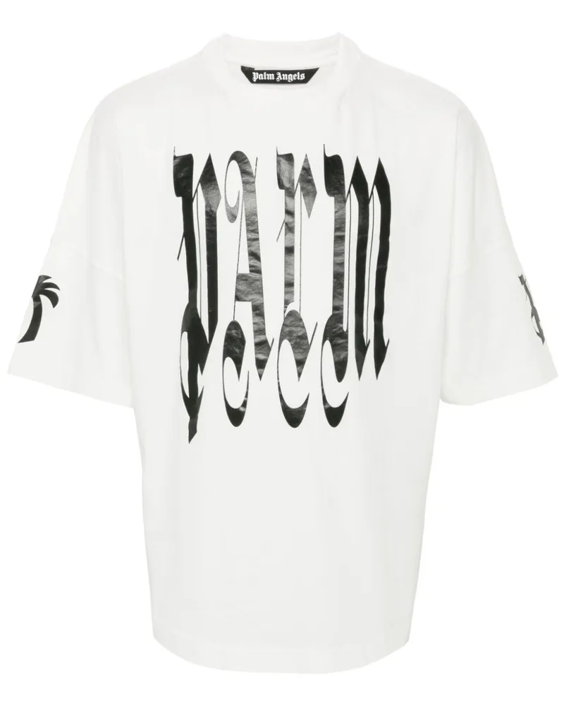 Palm Angels T-Shirt mit Gotik-Print - Weiß Weiß