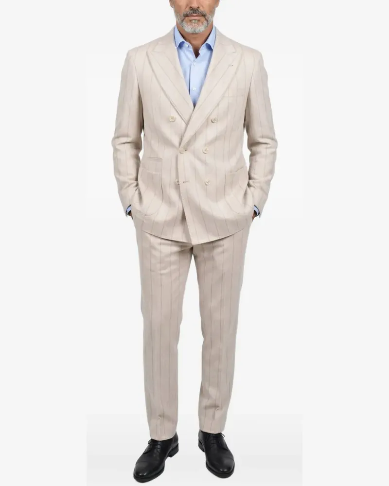 Brunello Cucinelli pinstripe double-breasted suit - Nude Nude