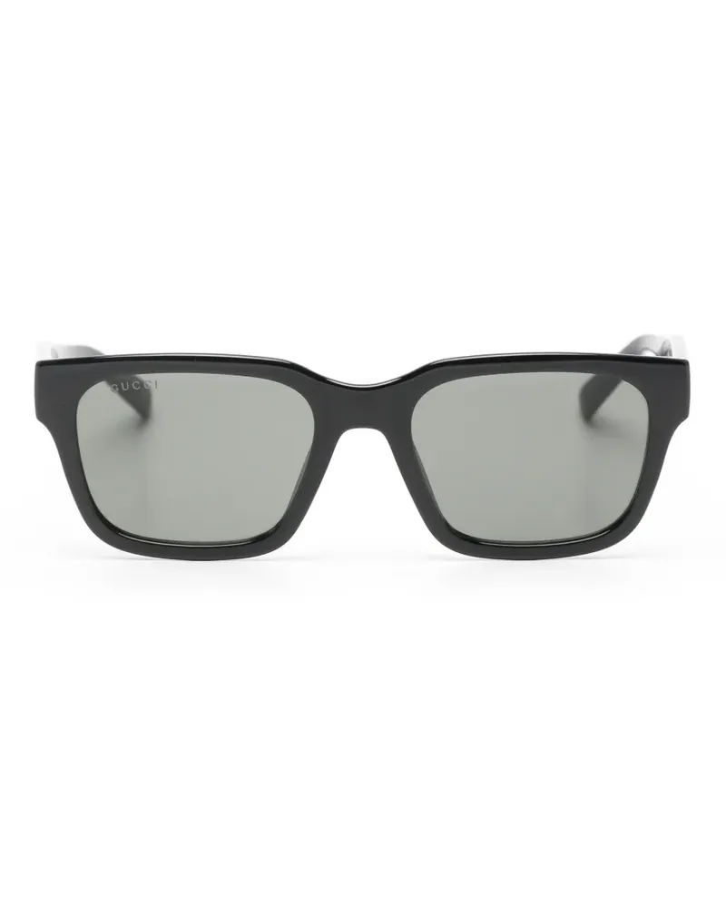 Gucci Eckige Sonnenbrille mit Webstreifen - Schwarz Schwarz