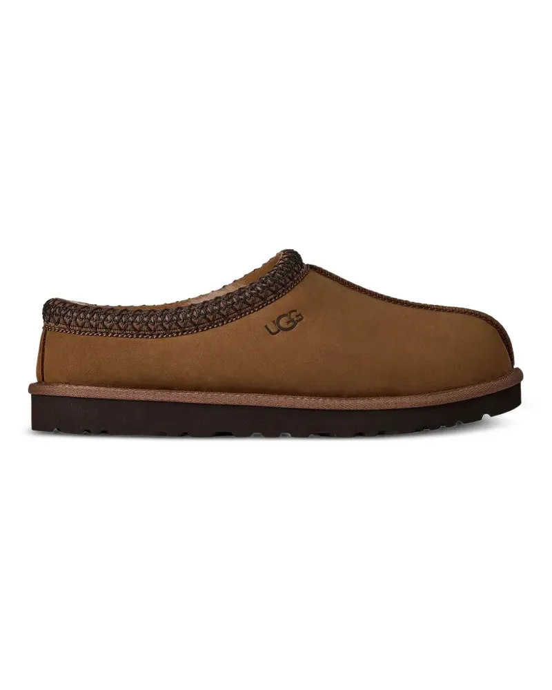 UGG embroidered-trim leather slippers - Braun Braun