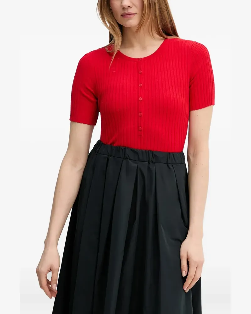 Marc O'Polo ribbed-knit button-up top - Rot Rot