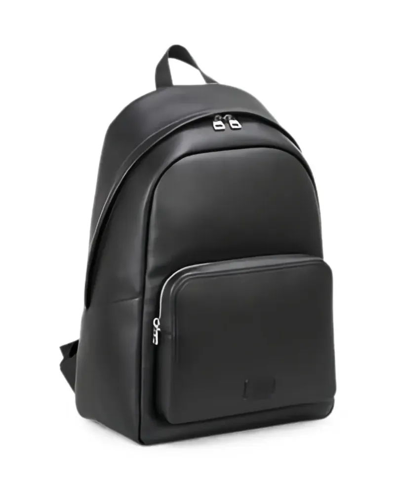 HUGO BOSS Rucksack aus Faux-Leder mit Logo-Patch - Schwarz Schwarz