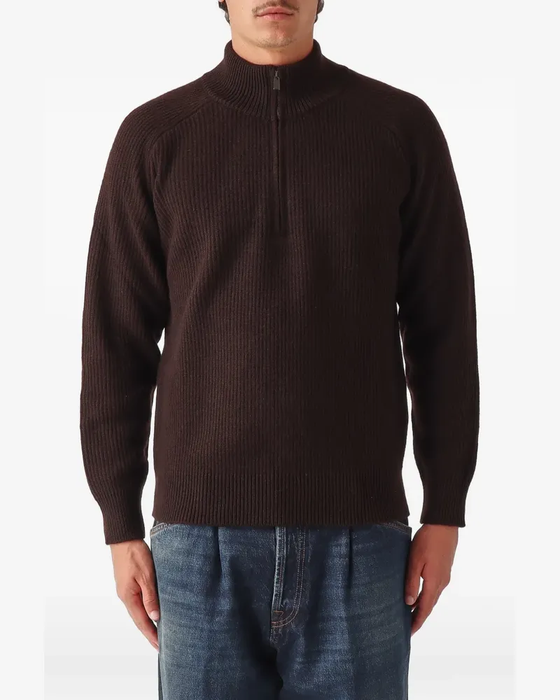 Filippo de Laurentiis ribbed-knit half-zip sweater - Braun Braun