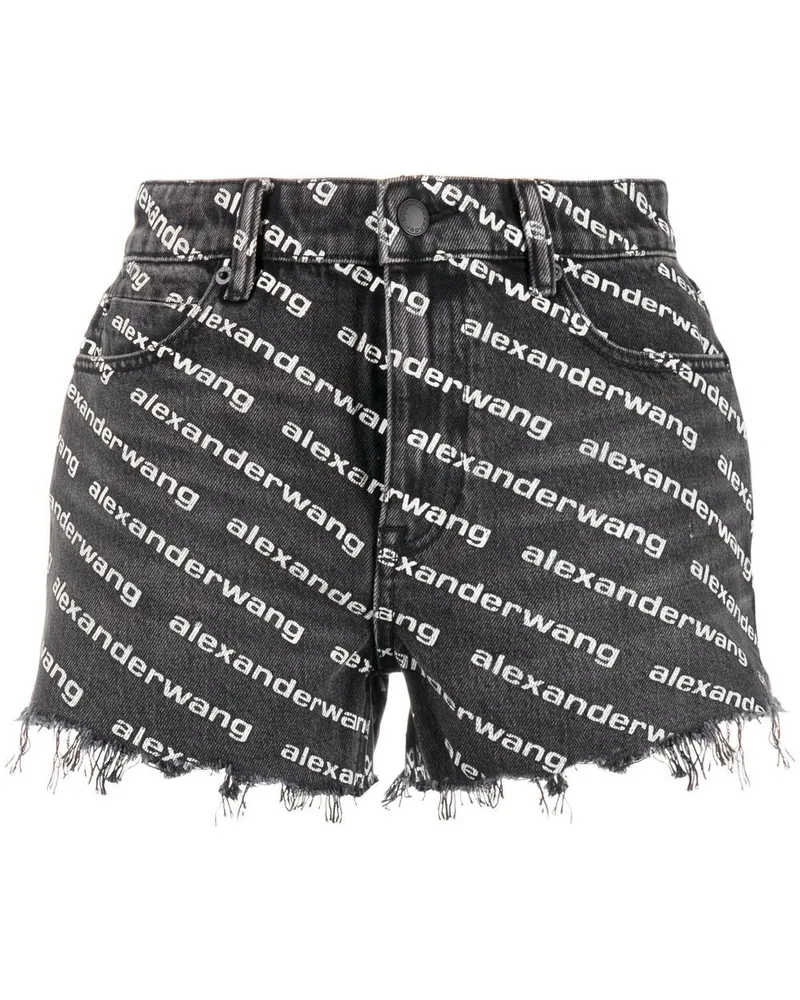 Alexander Wang Bite Jeans-Shorts mit Logo-Print Grau