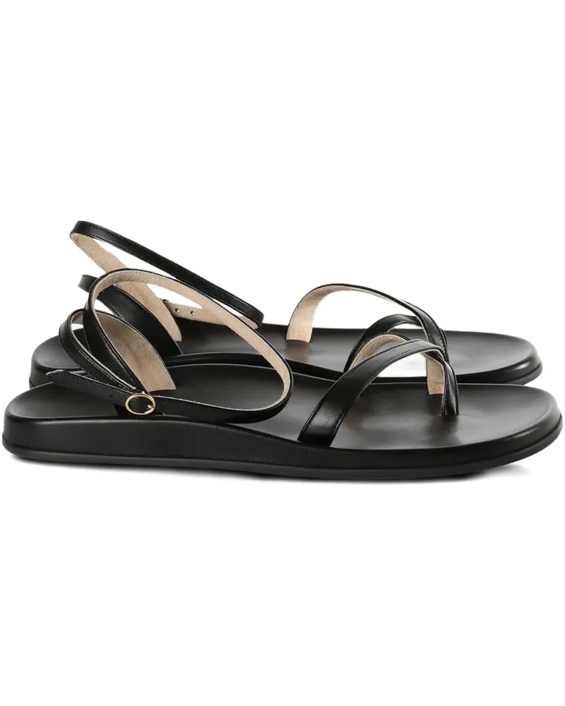 The Row leather cross-strap sandals - Schwarz Schwarz