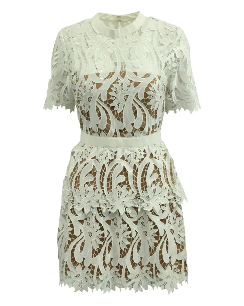 Self-Portrait A-line lace mini dress - Weiß Weiß