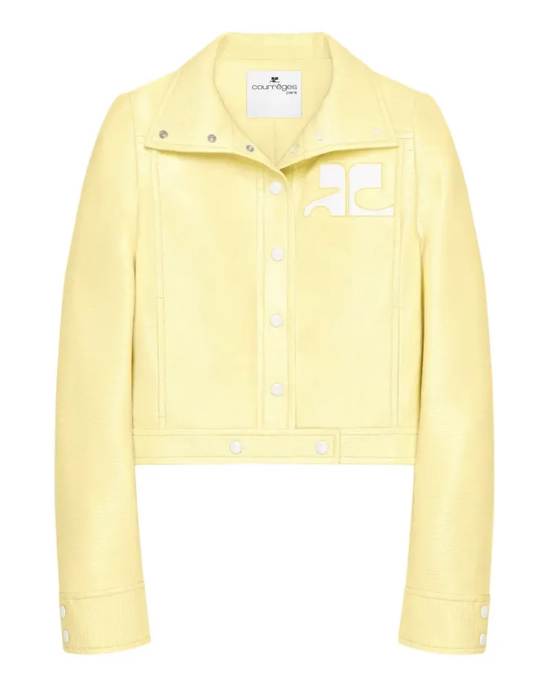 Courrèges Cropped-Jacke mit Vinyl-Effekt - Gelb Gelb