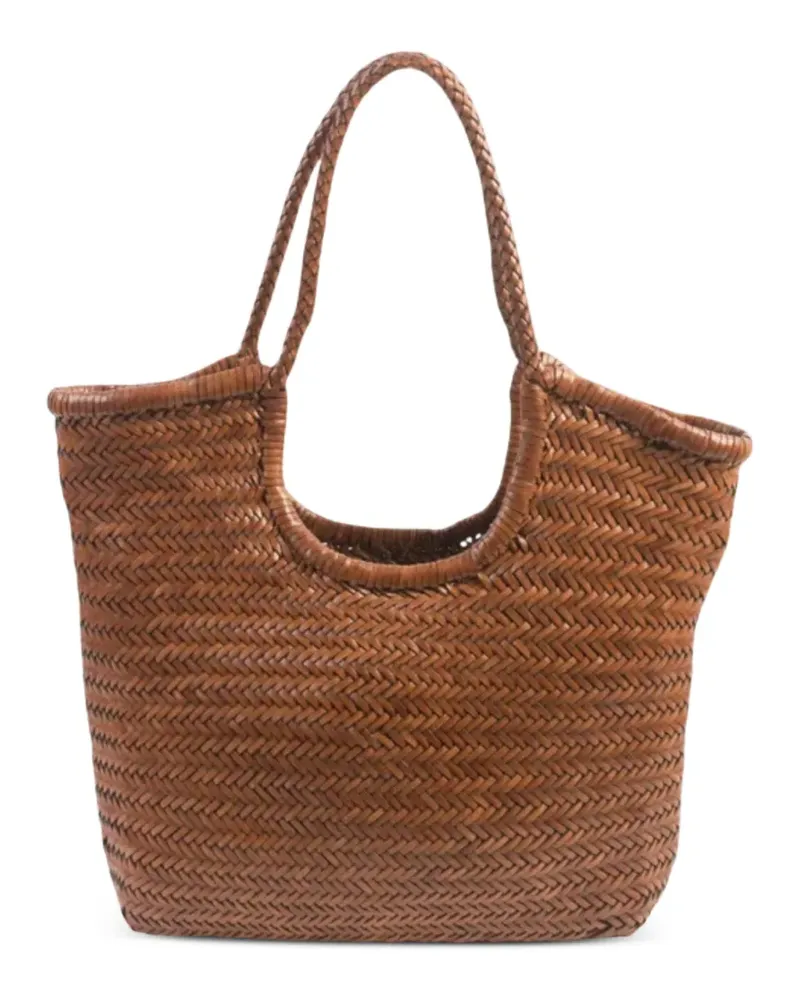 Dragon Diffusion NS Diagonal Triple Jump woven leather tote bag - Braun Braun