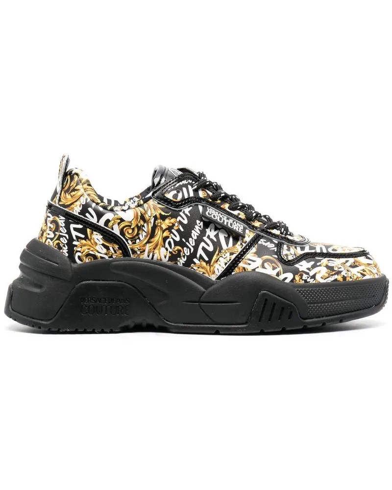 Versace Jeans Sneakers mit Logo-Print Schwarz